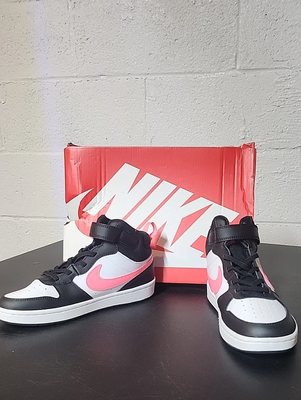 Nike Court Borough Mid 2 Black, White & Pink High-Top Sneakers